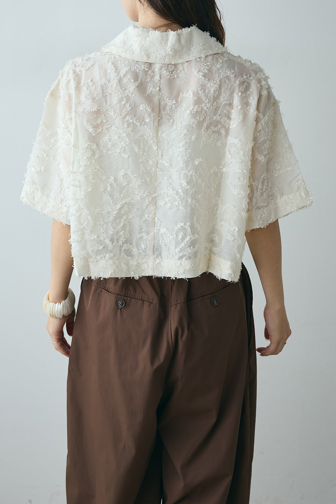[SET]半袖オープンカラージャガード柄シャツ+タックワイドリラックスパンツ(2set)