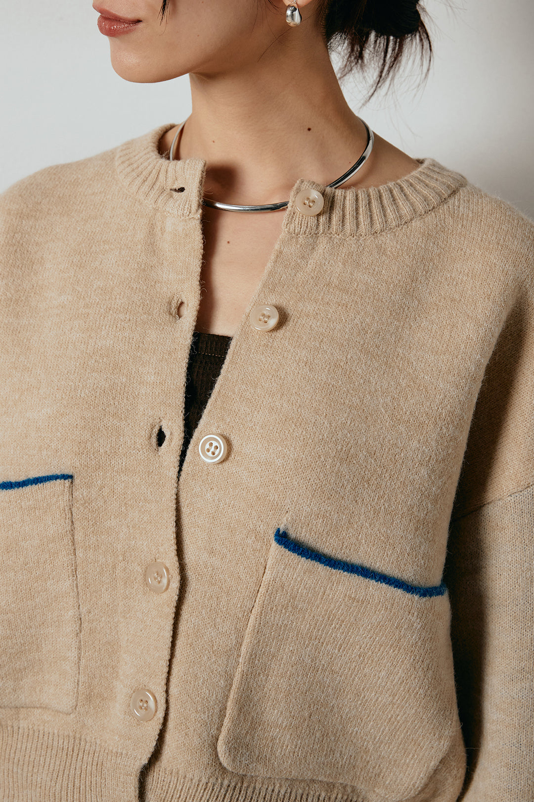 アルパカタッチダブルフェイスカーディガン/ブラック