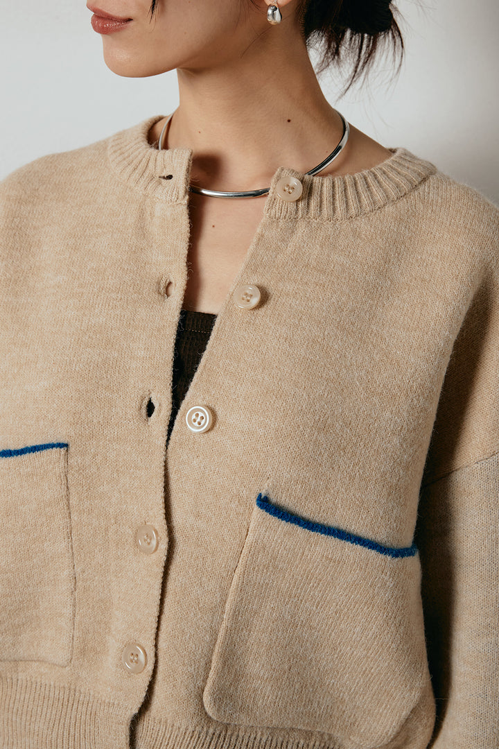 アルパカタッチダブルフェイスカーディガン/ブラック