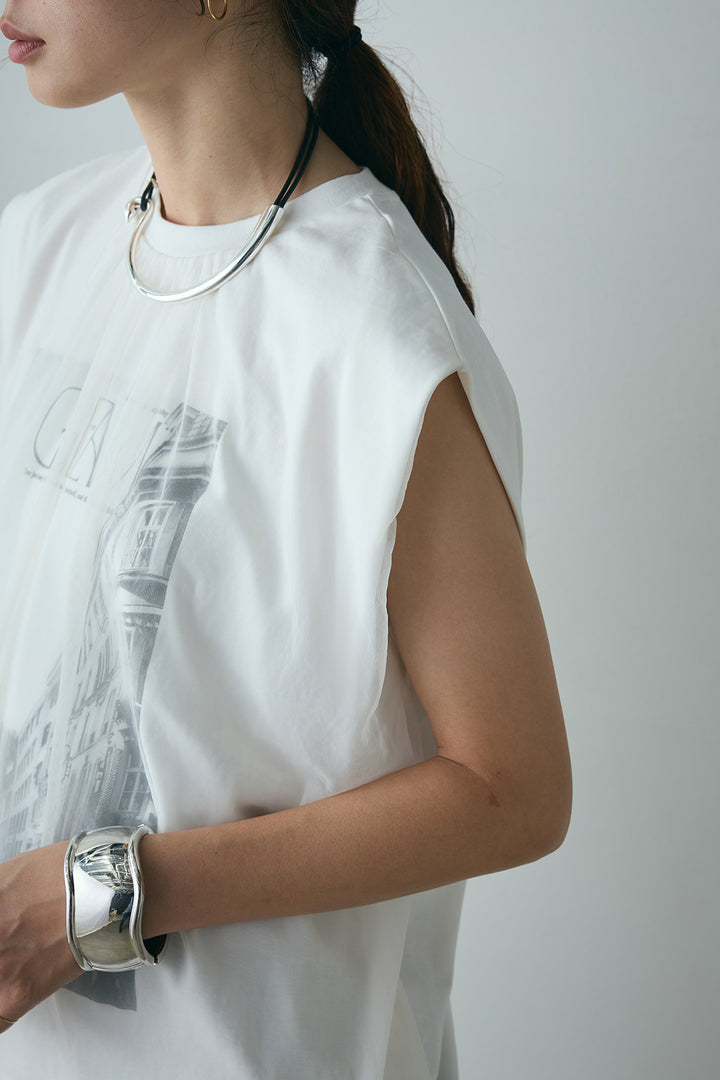 チュールレイヤードフォトプリントTシャツ
