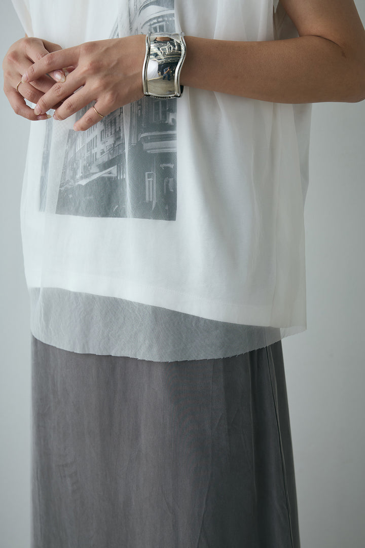 チュールレイヤードフォトプリントTシャツ