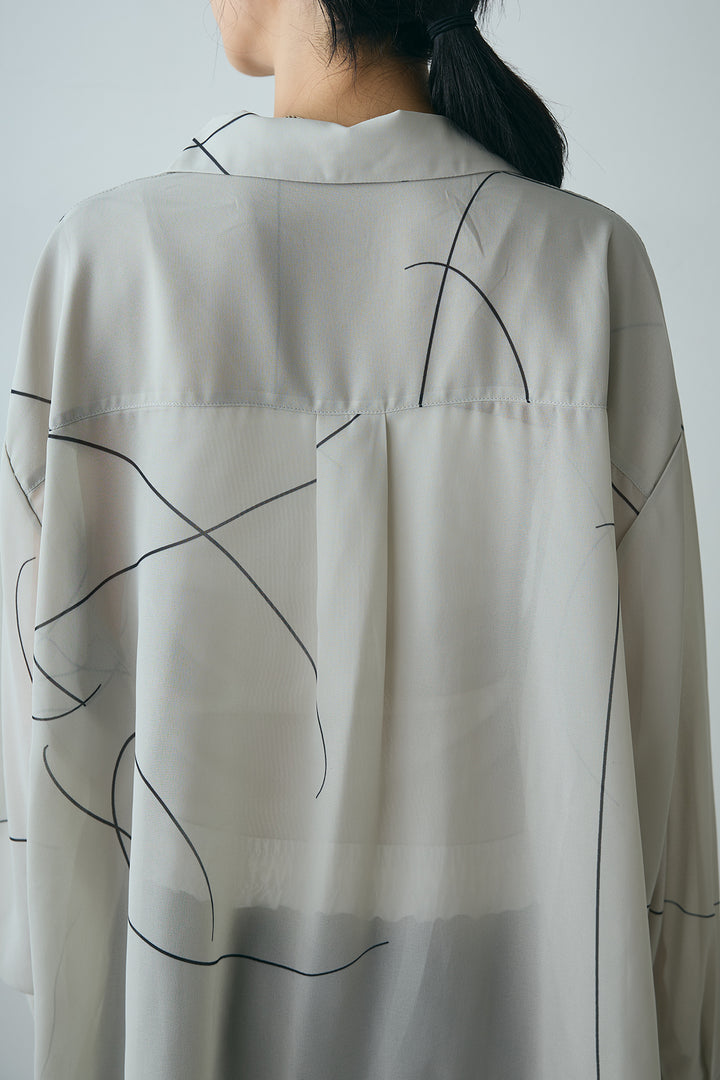 ニュアンスライン柄シアーシャツ
