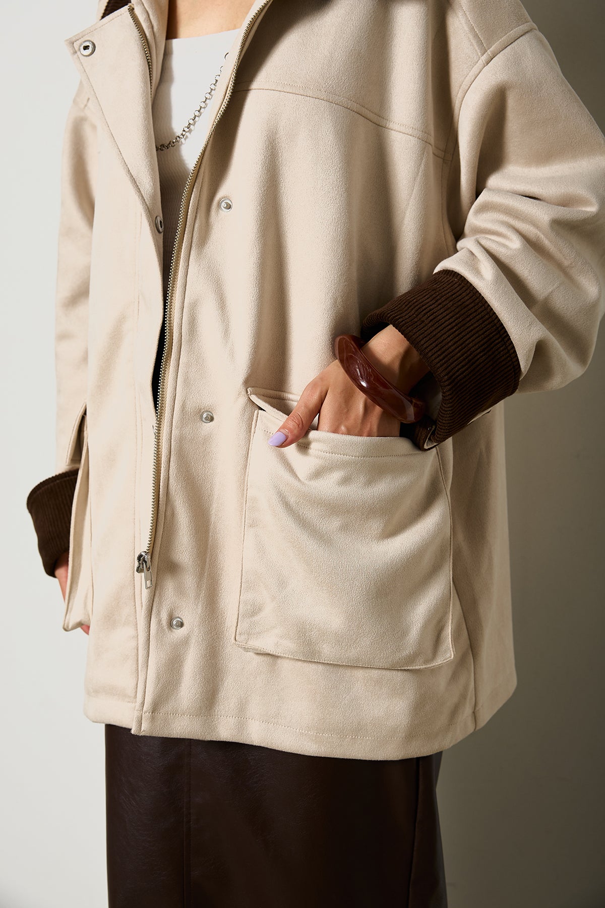 襟コーデュロイフェイクスエードジャケット – ESICA