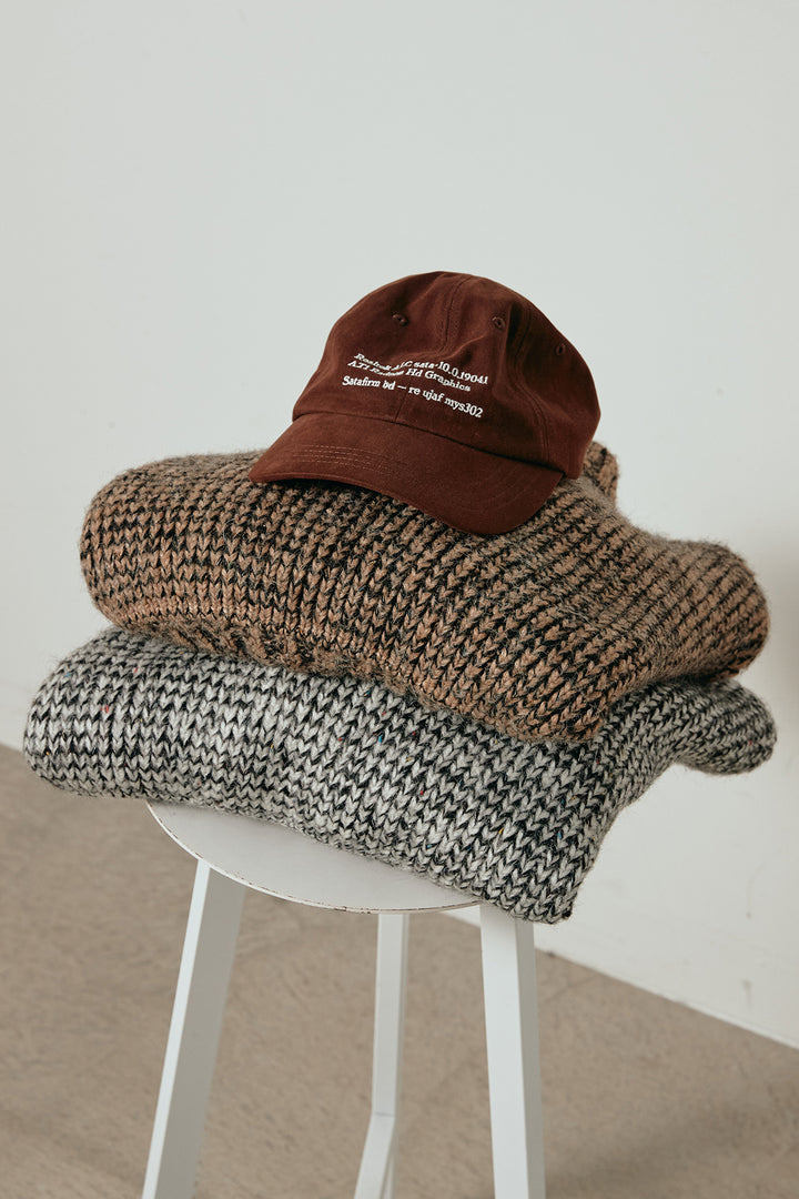 [SET]ミックス編みニットプルオーバー+タック入りタータンチェックワイドパンツ(2set)