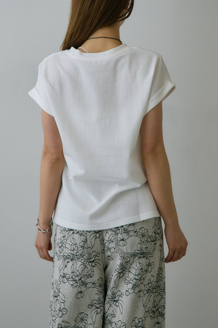 [SET]フロントボタンビスチェSETUP+ネックポーチ付きタックデザインTシャツ(2set)