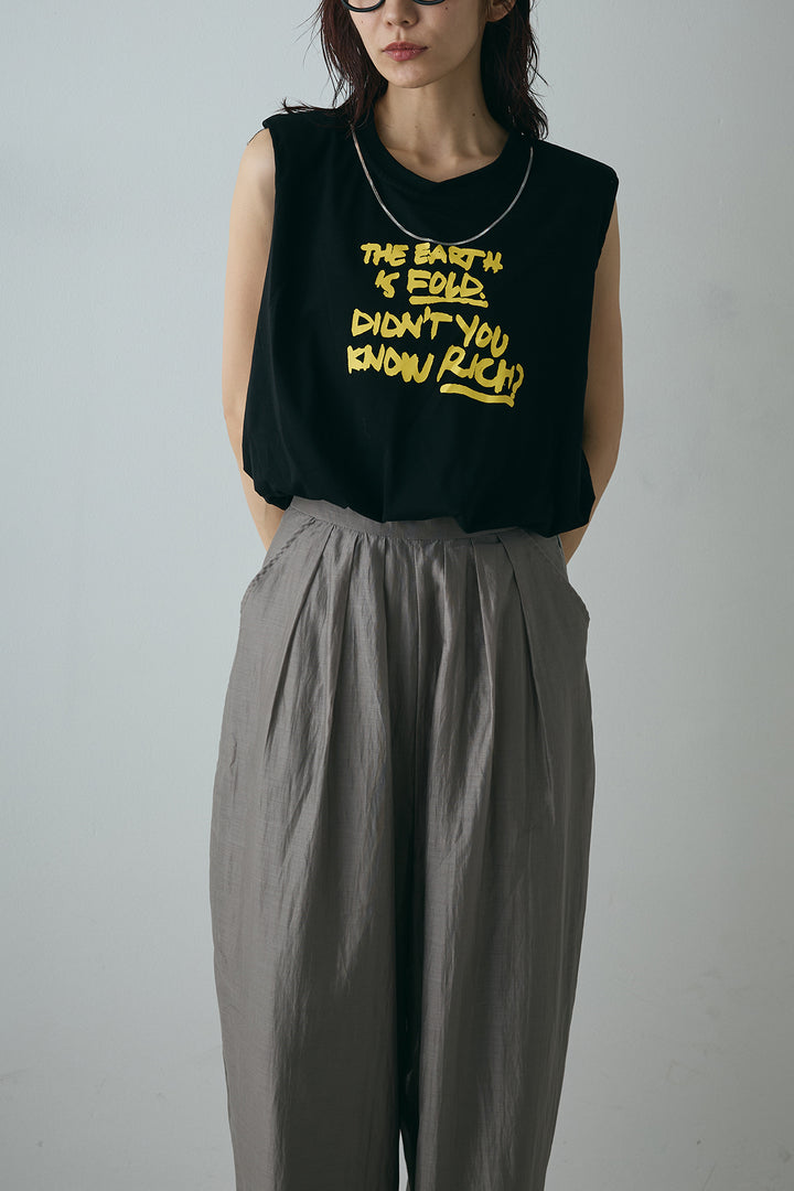 [SET]シルバーネックレス付きロゴTシャツ+ランダムタック入りワイドパンツ(2set)