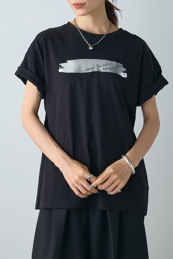 かすれ箔プリントTシャツ