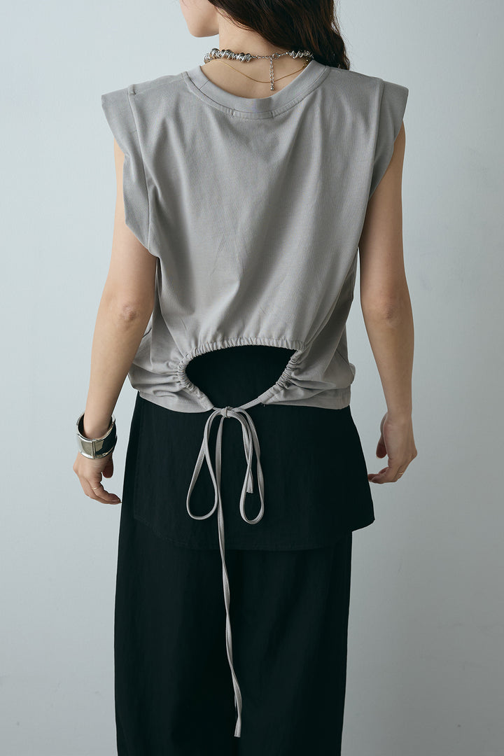 ぼかしプリントノースリーブTシャツ