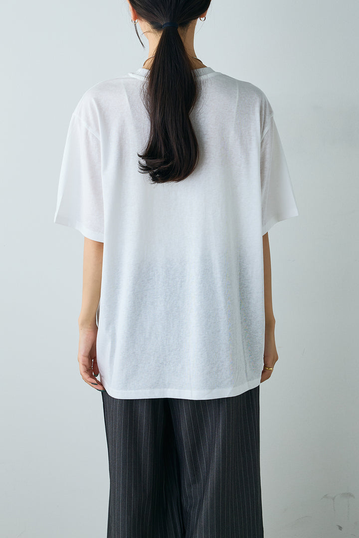 [SET]ニュアンス英字フォトプリントTシャツ+ラップスカート付きレイヤードワイドパンツ(2set)