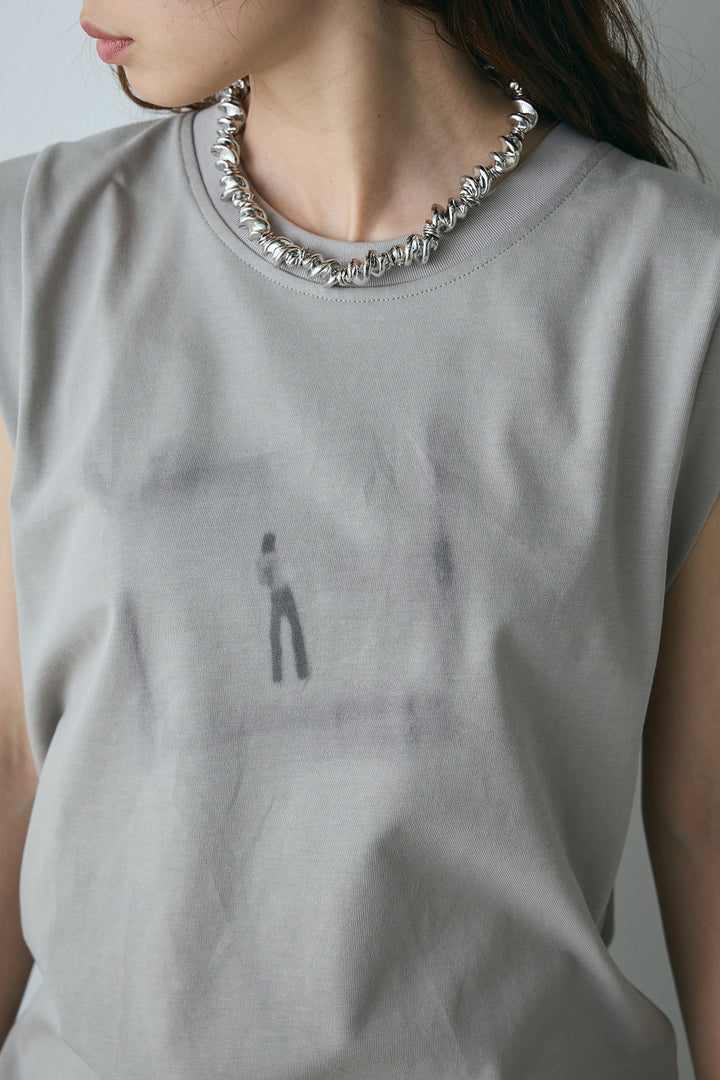 [SET]ぼかしプリントノースリーブTシャツ+レオパード柄ストレートスカート(2set)