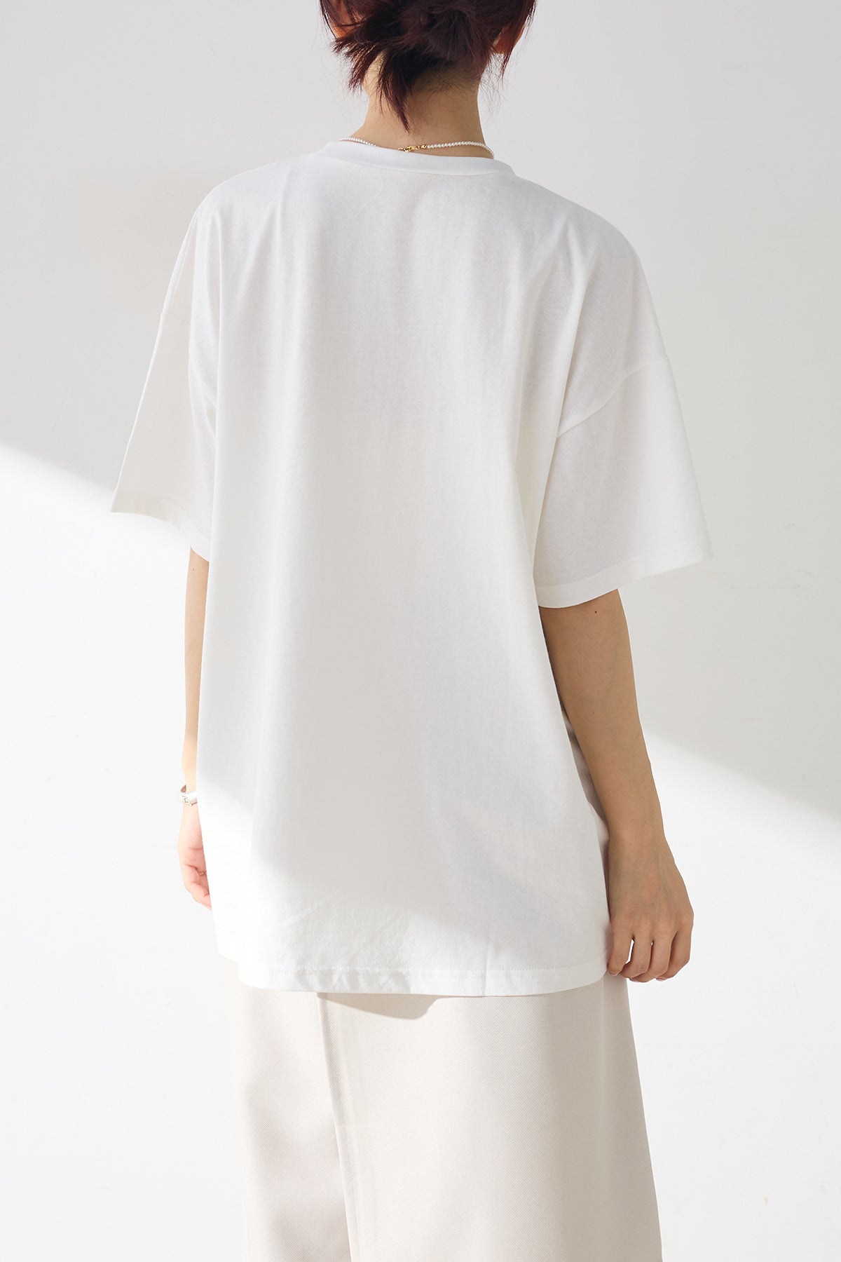 SET]フラワーBIGTシャツ+レイヤードデニム裾フレアパンツ(2set