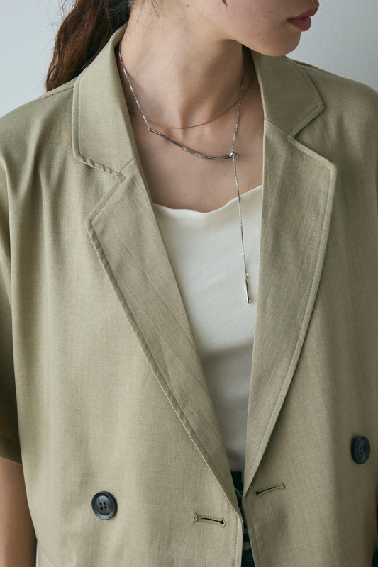 [SET]ヘザーエステルハーフスリーブジャケット+シャーリングシアータンクxリブタンクSET+タータンチェックワイドパンツ(3set)