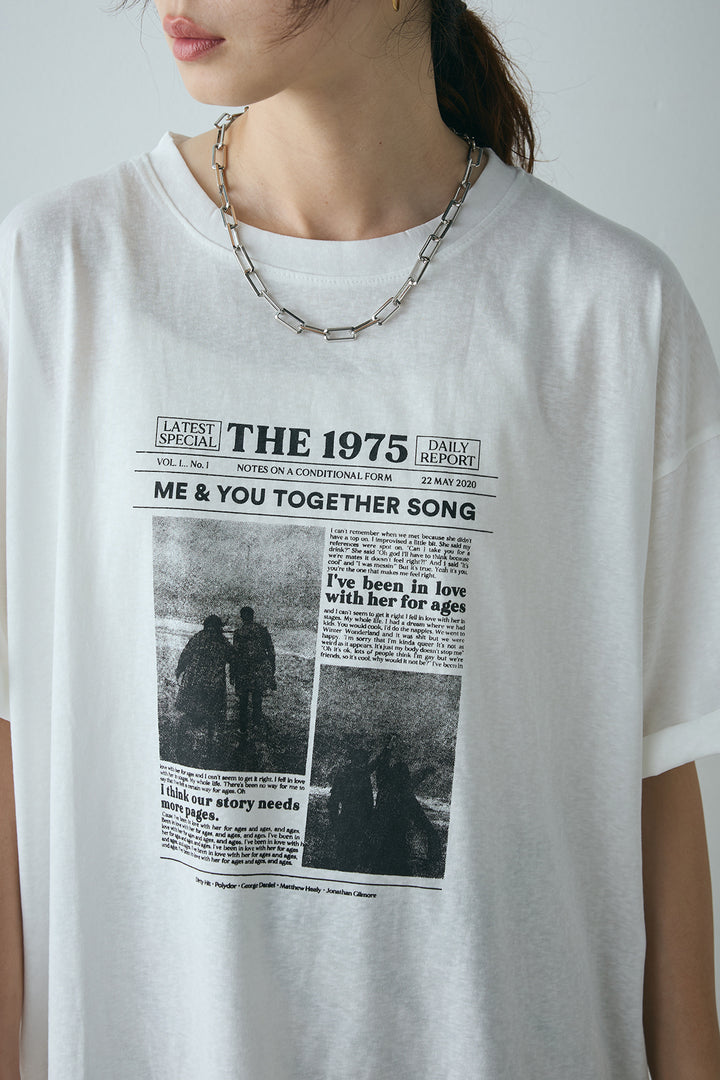 [SET]ニュースペーパーグラフィックTシャツ+ベルト付き斜めライン柄スカート(2set)