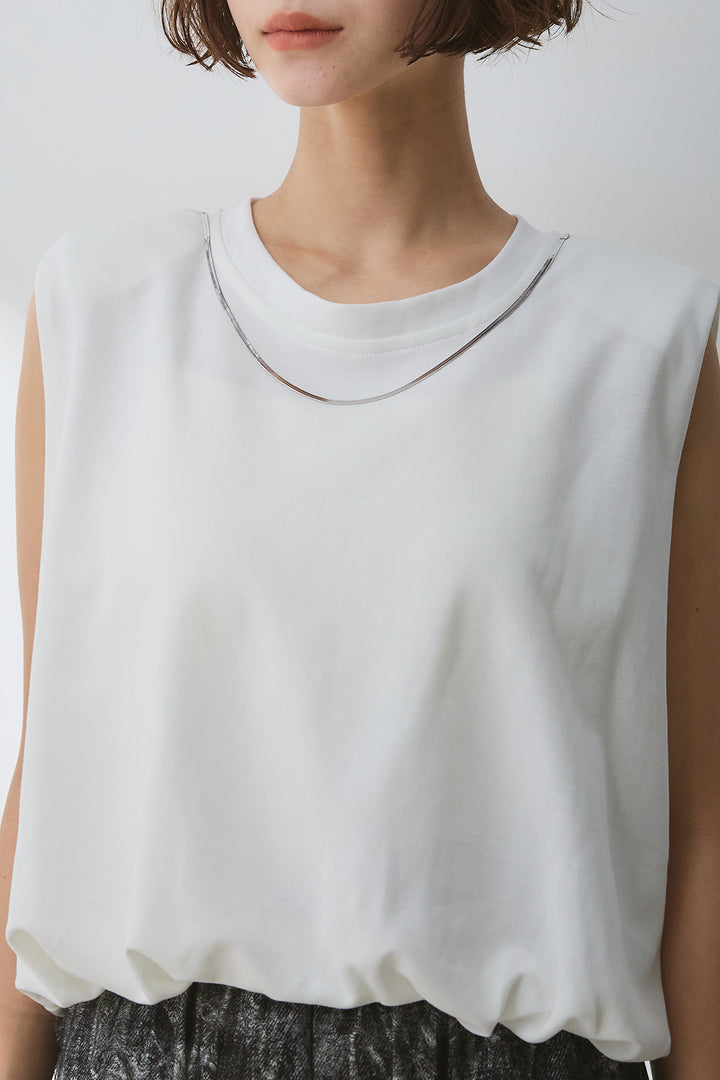 [SET]スネークチェーン付きノースリーブTシャツ+ニュアンス柄ダメージパンツ(2set)
