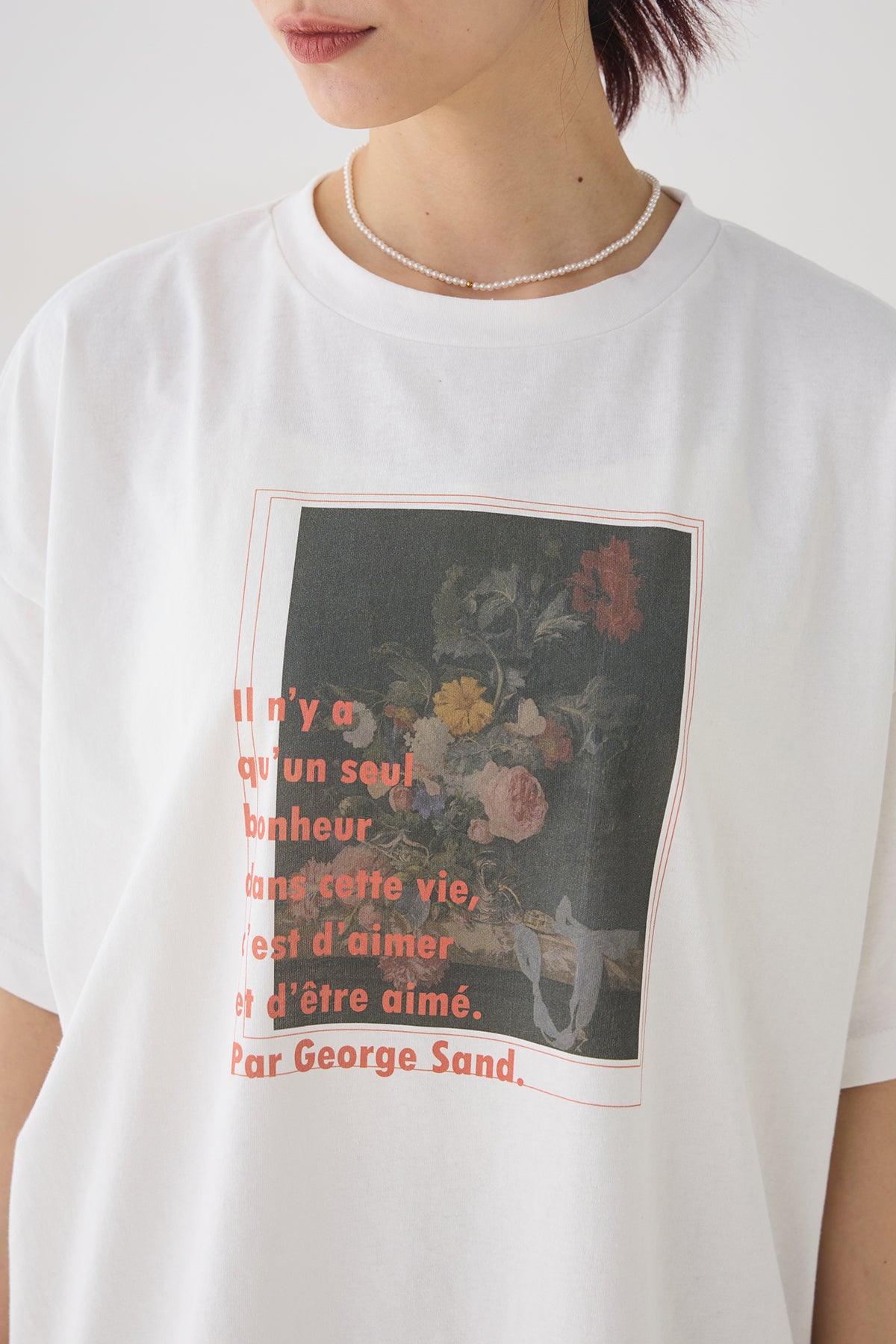 SET]フラワーBIGTシャツ+レイヤードデニム裾フレアパンツ(2set
