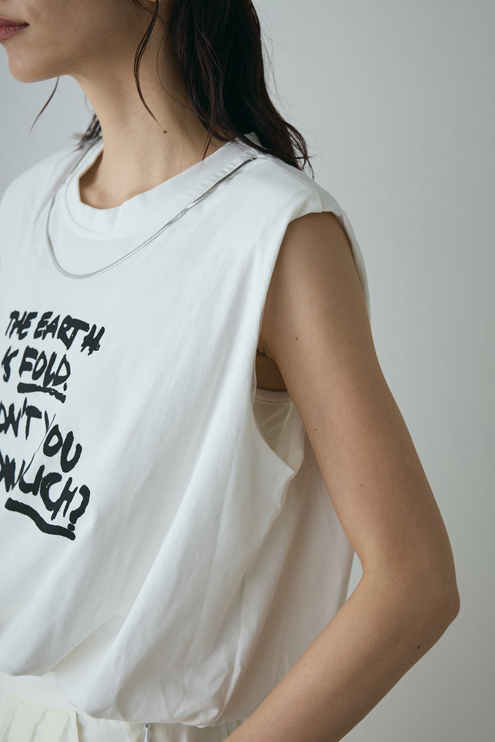 シルバーネックレス付きロゴTシャツ