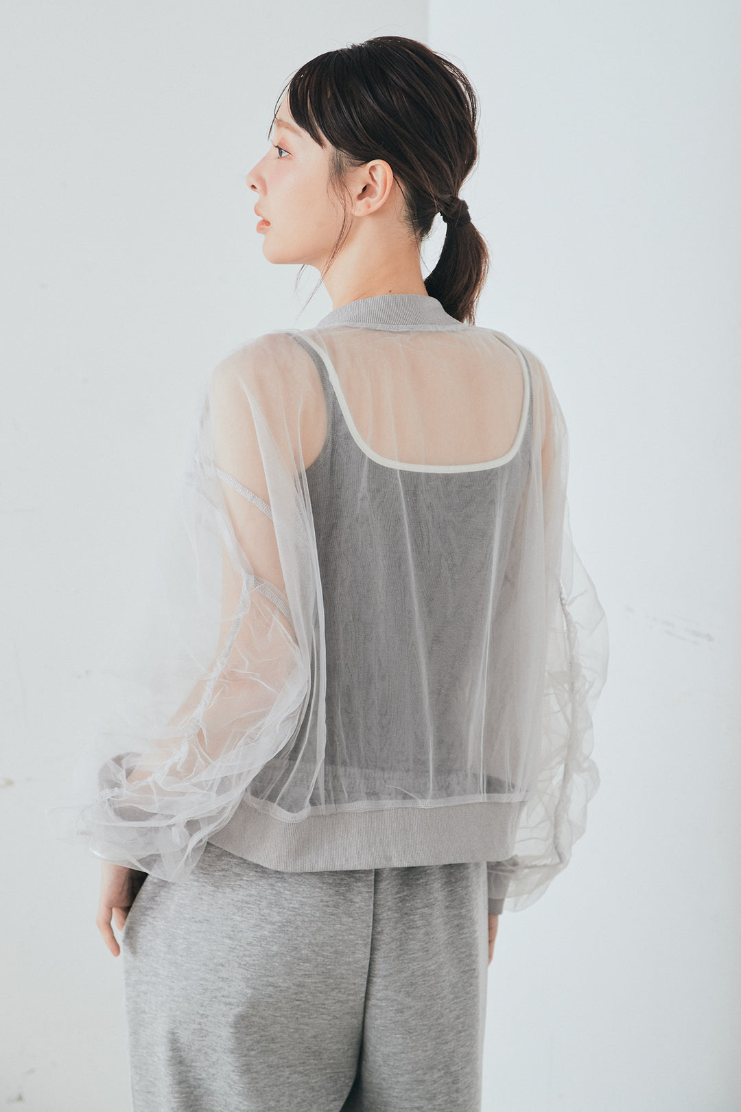 エアリーチュールスリーブシアーブルゾン