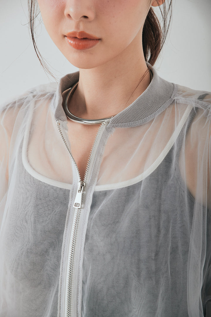 エアリーチュールスリーブシアーブルゾン