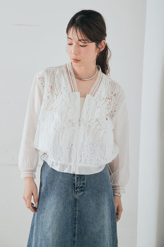 【着回しセット】[SET]モチーフ付きシアーブルゾン+モチーフ付きシアーブルゾン(2set)