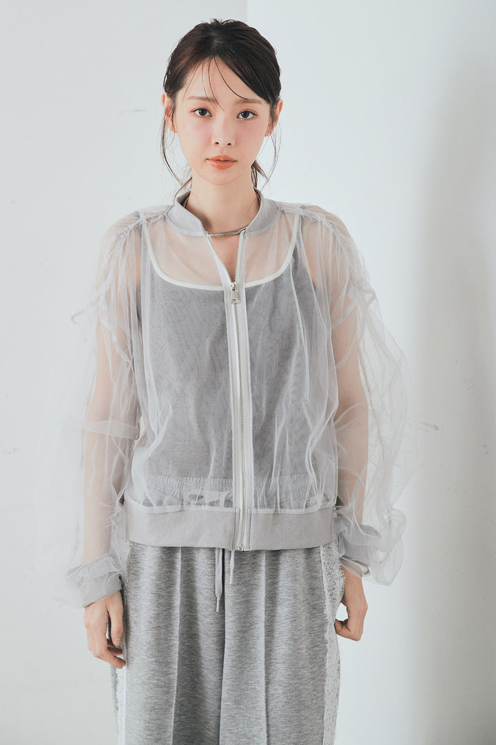 エアリーチュールスリーブシアーブルゾン