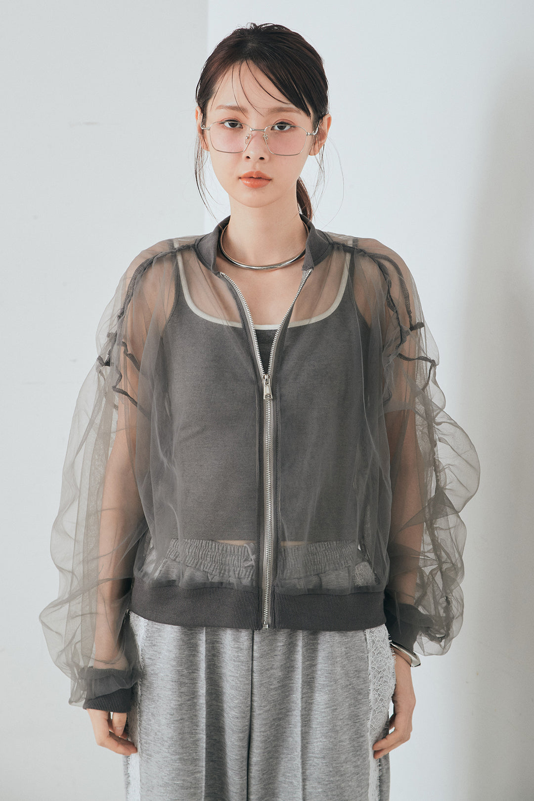 エアリーチュールスリーブシアーブルゾン