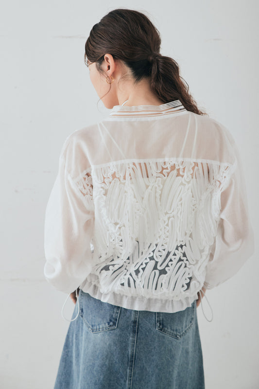 【着回しセット】[SET]モチーフ付きシアーブルゾン+モチーフ付きシアーブルゾン(2set)