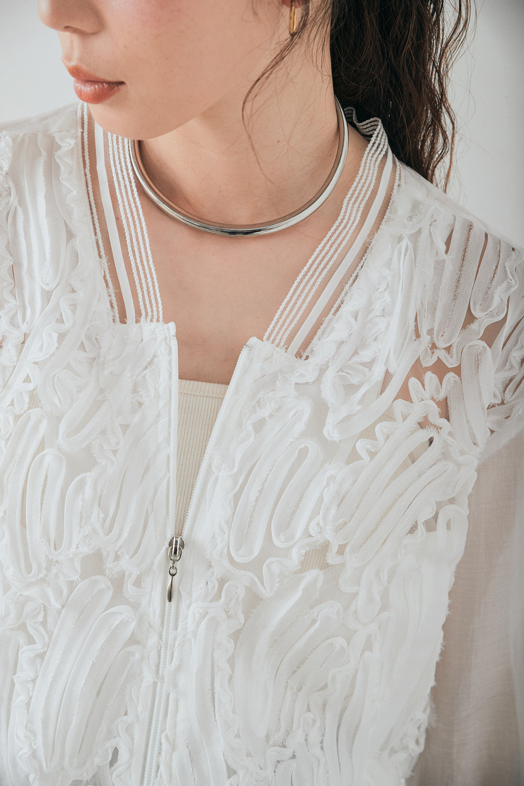 モチーフ付きシアーブルゾン