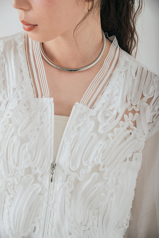 【着回しセット】[SET]モチーフ付きシアーブルゾン+ベルト付きツータックワイドパンツ+モチーフ付きシアーブルゾン(3set)