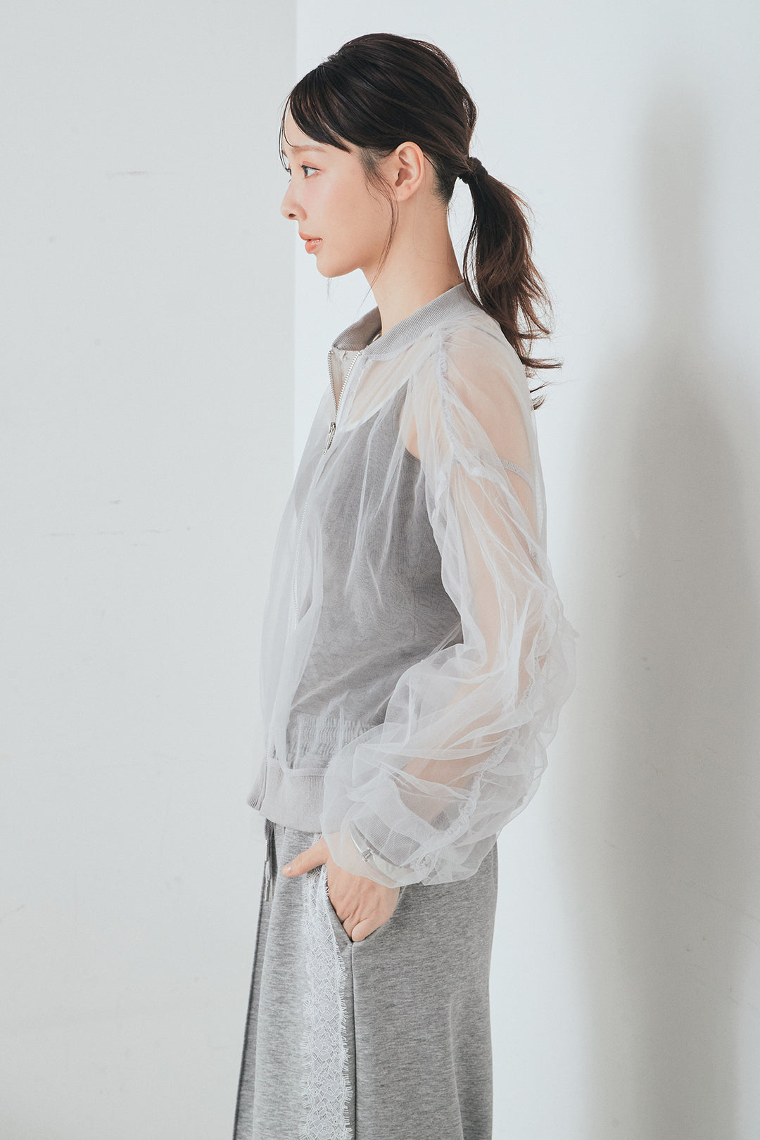 エアリーチュールスリーブシアーブルゾン