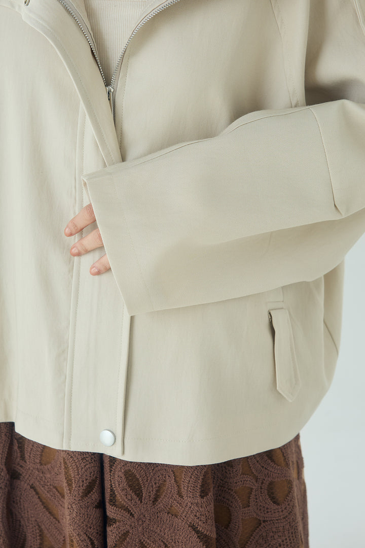 [SET]ベルト付きスタンドネックアウター+ニュアンス柄刺繍スカート(2set)