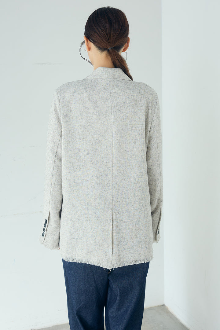 スラブネップツイードフリンジテーラードジャケット