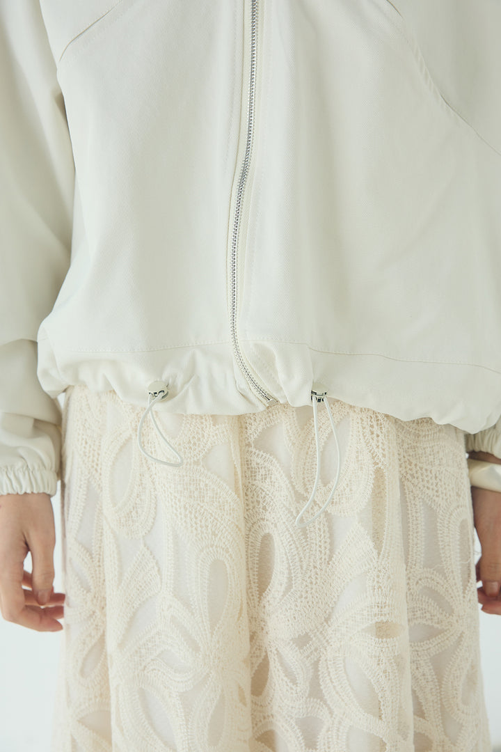 [SET]ネック裾絞りブルゾンアウター+マルチピンストライプ柄巻きスカート(2set)