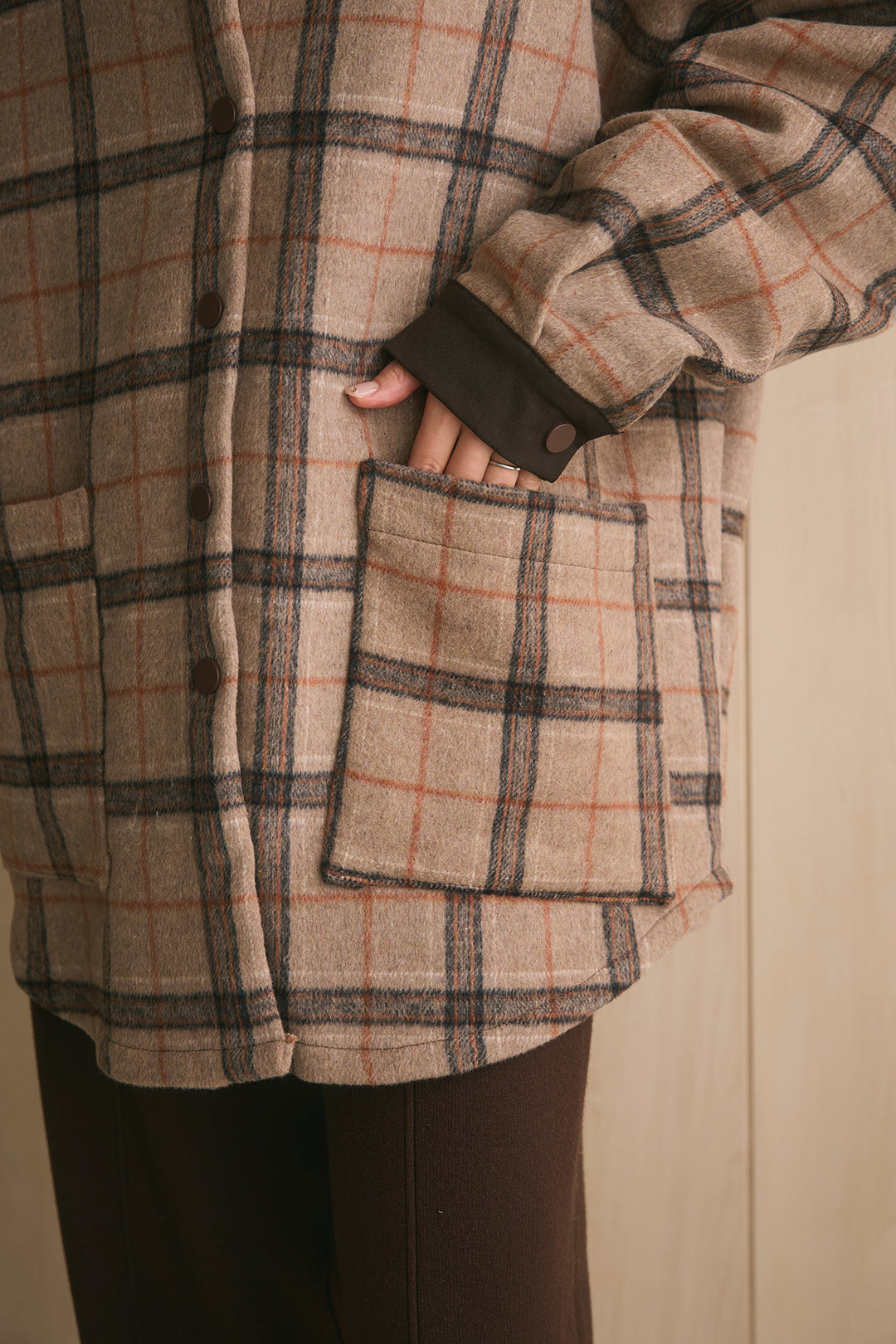 [SET]チェック柄オーバーミドルジャケット+ツイルアシメサロペット(2set)