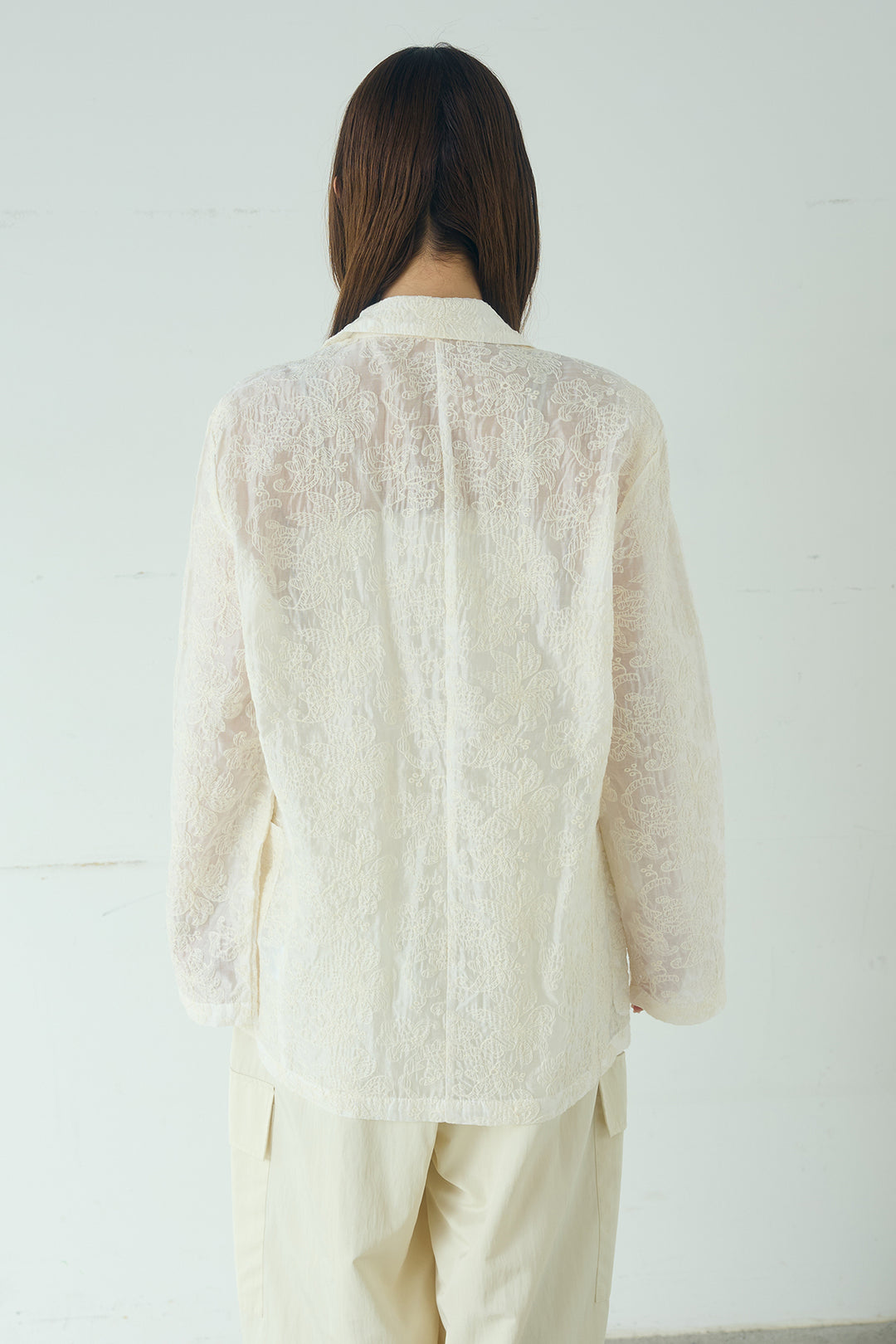 [SET]刺繍シアーテーラードジャケット+撥水フリルビスチェ+撥水ジョガーパンツ(3set)