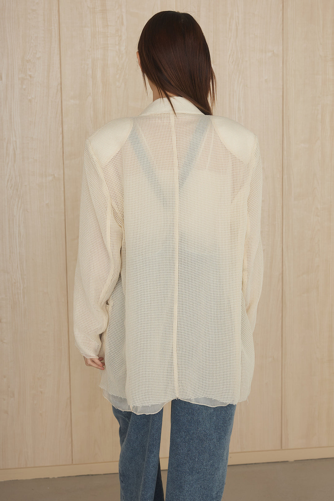 [SET]メッシュテーラードワイドジャケット+ノースリロングワンピース(2set)