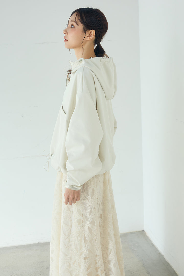 [SET]ネック裾絞りブルゾンアウター+マルチピンストライプ柄巻きスカート(2set)