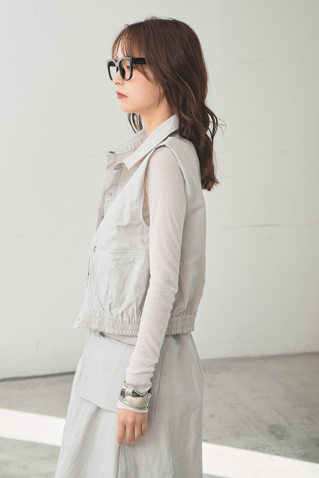 襟付きナイロンベスト