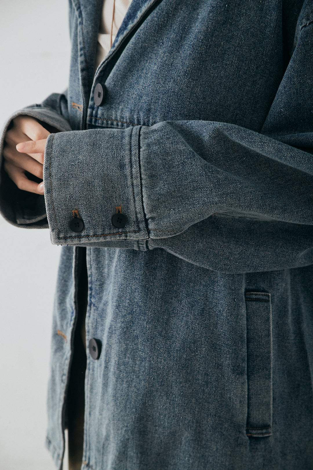 [SET]オーバーデニムジャケット+ニュアンス柄サテンスカート(2set)