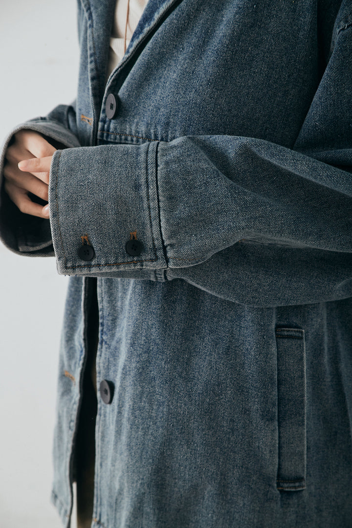 [SET]オーバーデニムジャケット+ニュアンス柄サテンスカート(2set)