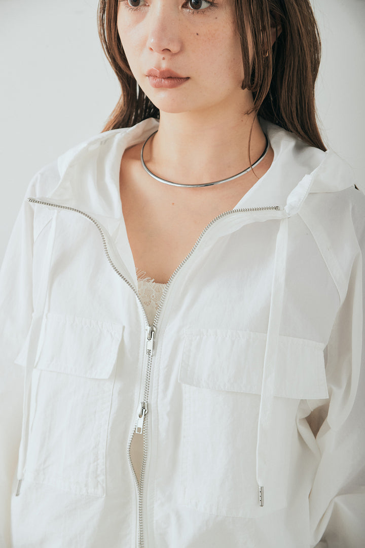 [SET]ナイロンボリュームWジップパーカーブルゾン+細編みベルト付きパンツ(2set)