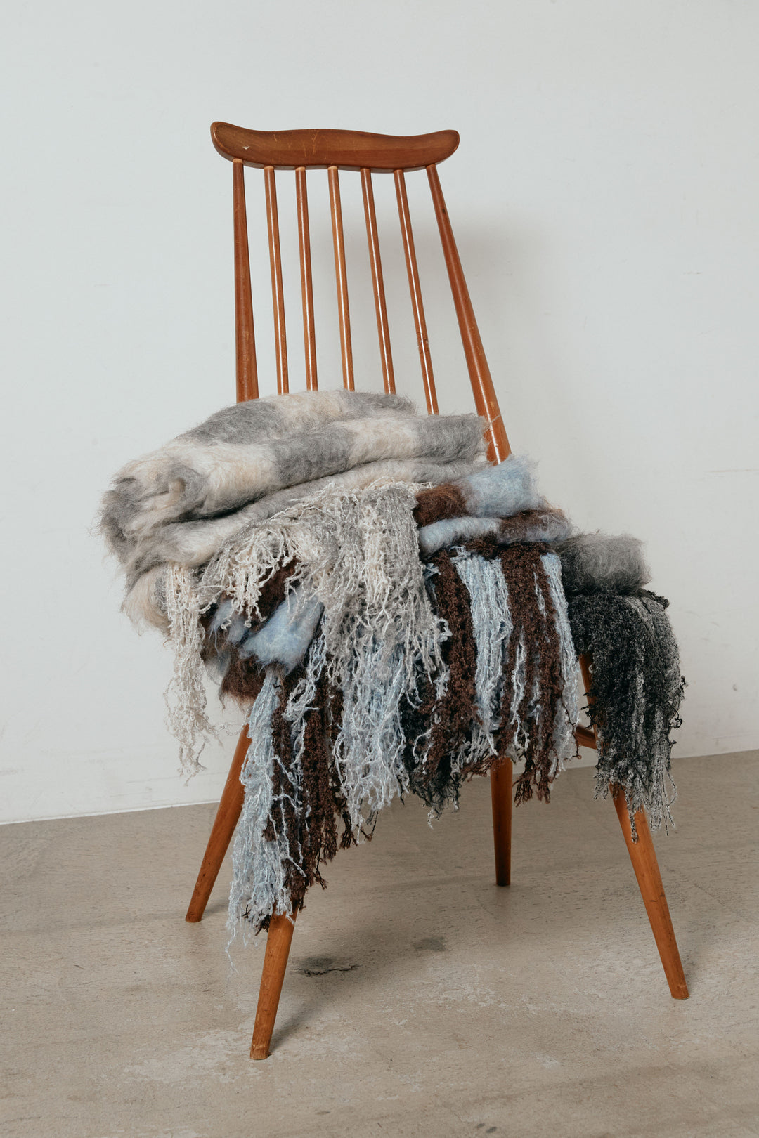 起毛チェックマフラー/グレーブラック