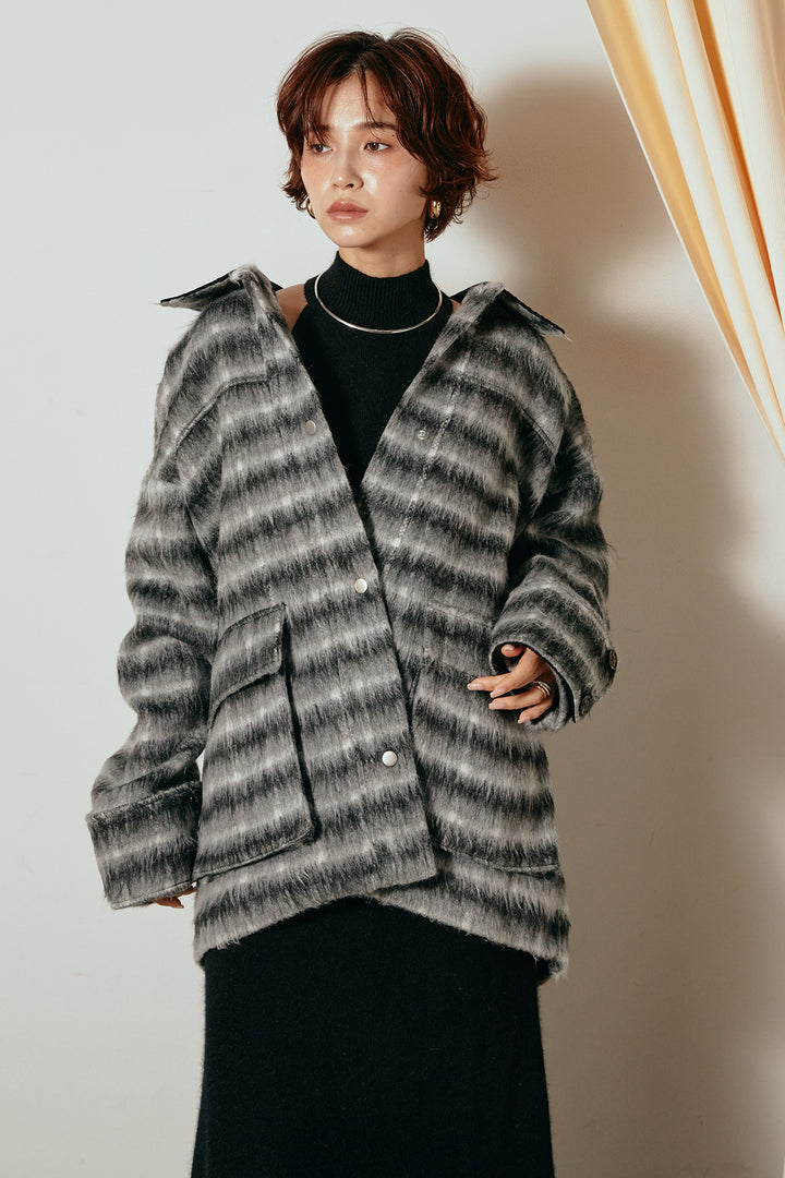 [SET]チェックシャギーミドルカバーオール+ノースリーブニットロングワンピース(2set)