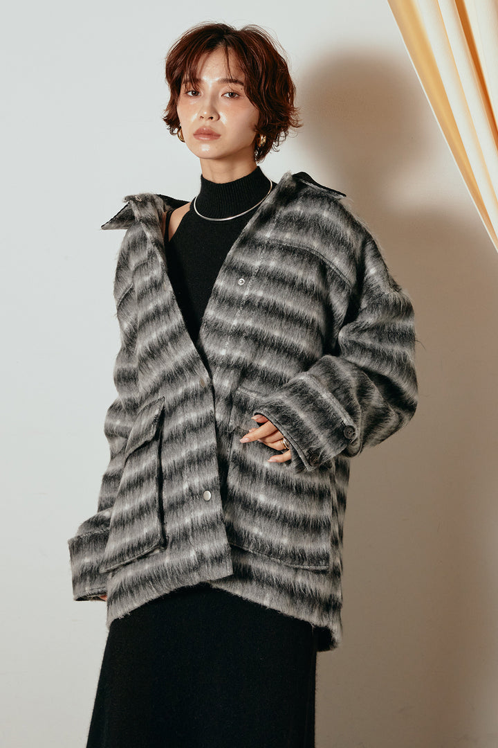 [SET]チェックシャギーミドルカバーオール+スウェードライクロングスカート(2set)