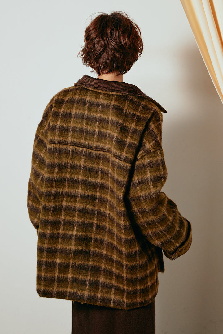 [SET]チェックシャギーミドルカバーオール+ノースリーブニットロングワンピース(2set)