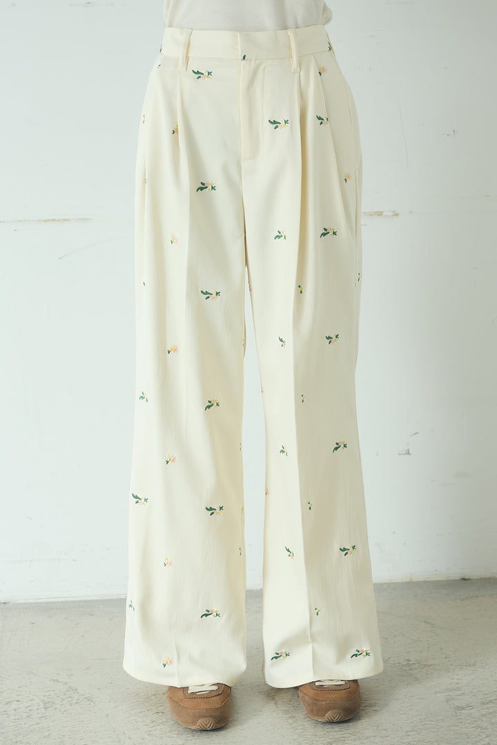 TRツイル花刺繍パンツ