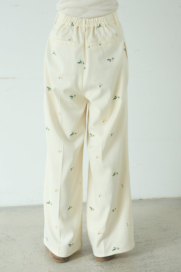TRツイル花刺繍パンツ