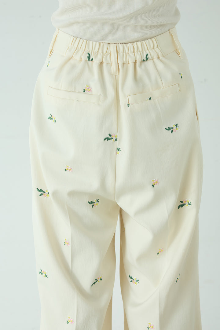 TRツイル花刺繍パンツ