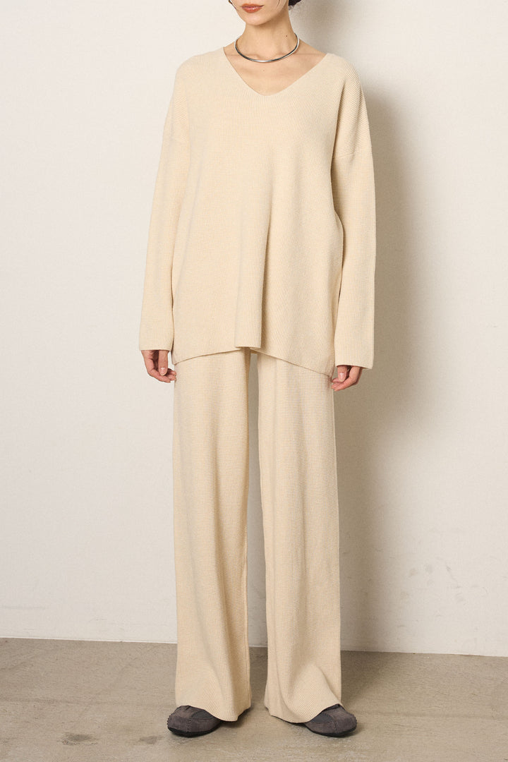 [SET]リラックスワッフルニットSETUP+ノーカラーエコファーベスト(2set)