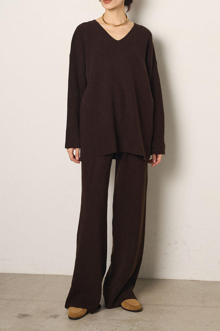 [SET]リラックスワッフルニットSETUP+ノーカラーエコファーベスト(2set)