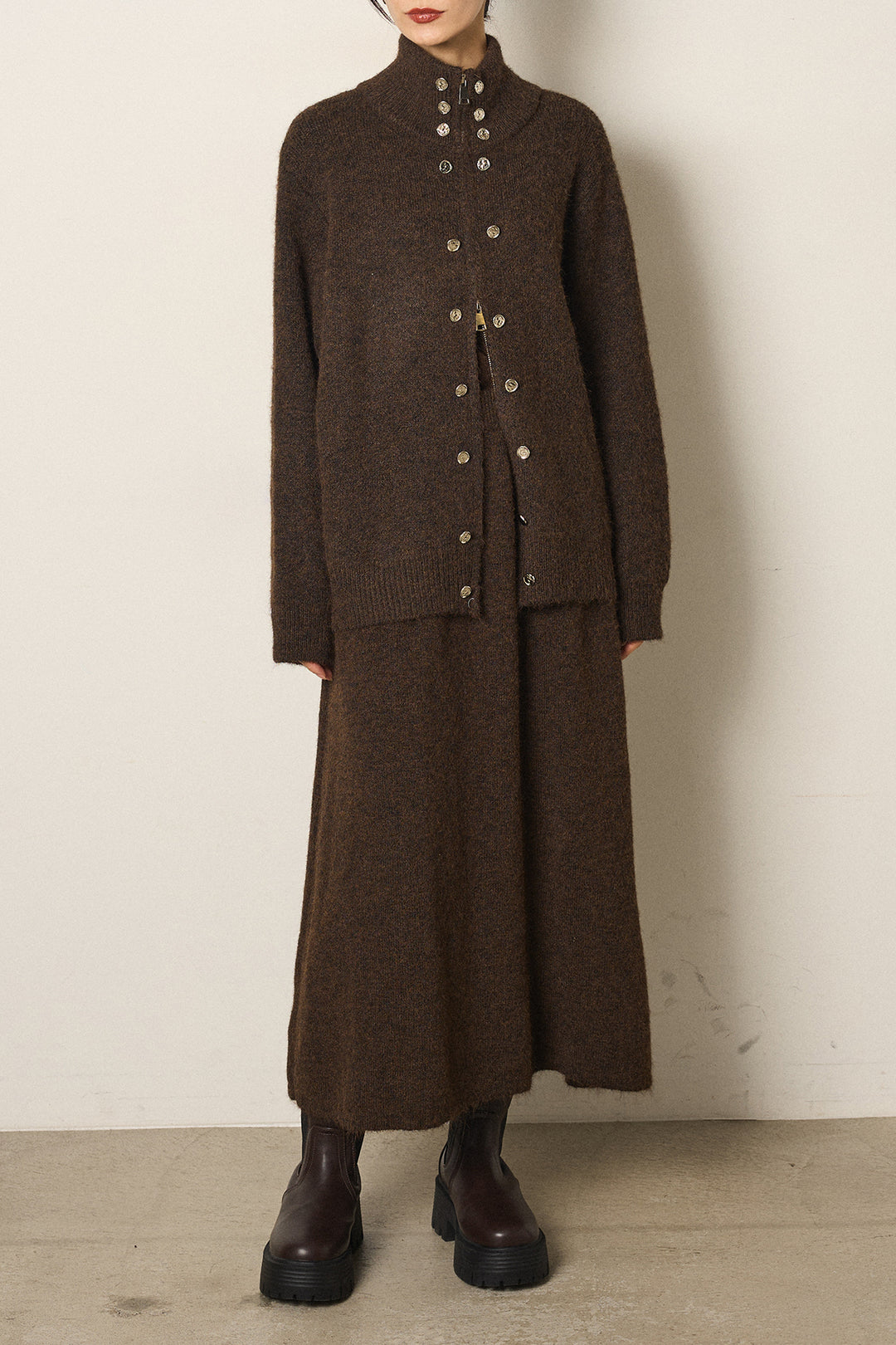 [SET]ハイネックメタルプレートニットスカートSETUP